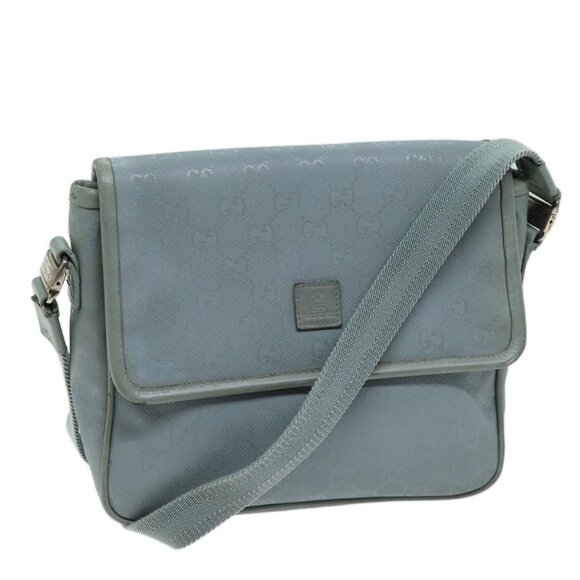 Authentic GUCCI GG implementation Shoulder Bag Light Blue 297559